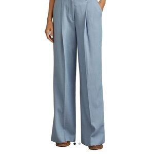 Reiss June Wide-Leg Pleated Trouser in Light Blue NWT